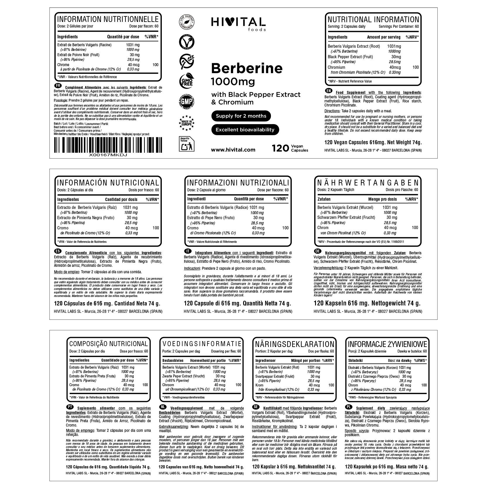 Berberina 1000 mg | 120 cápsulas veganas 2/2