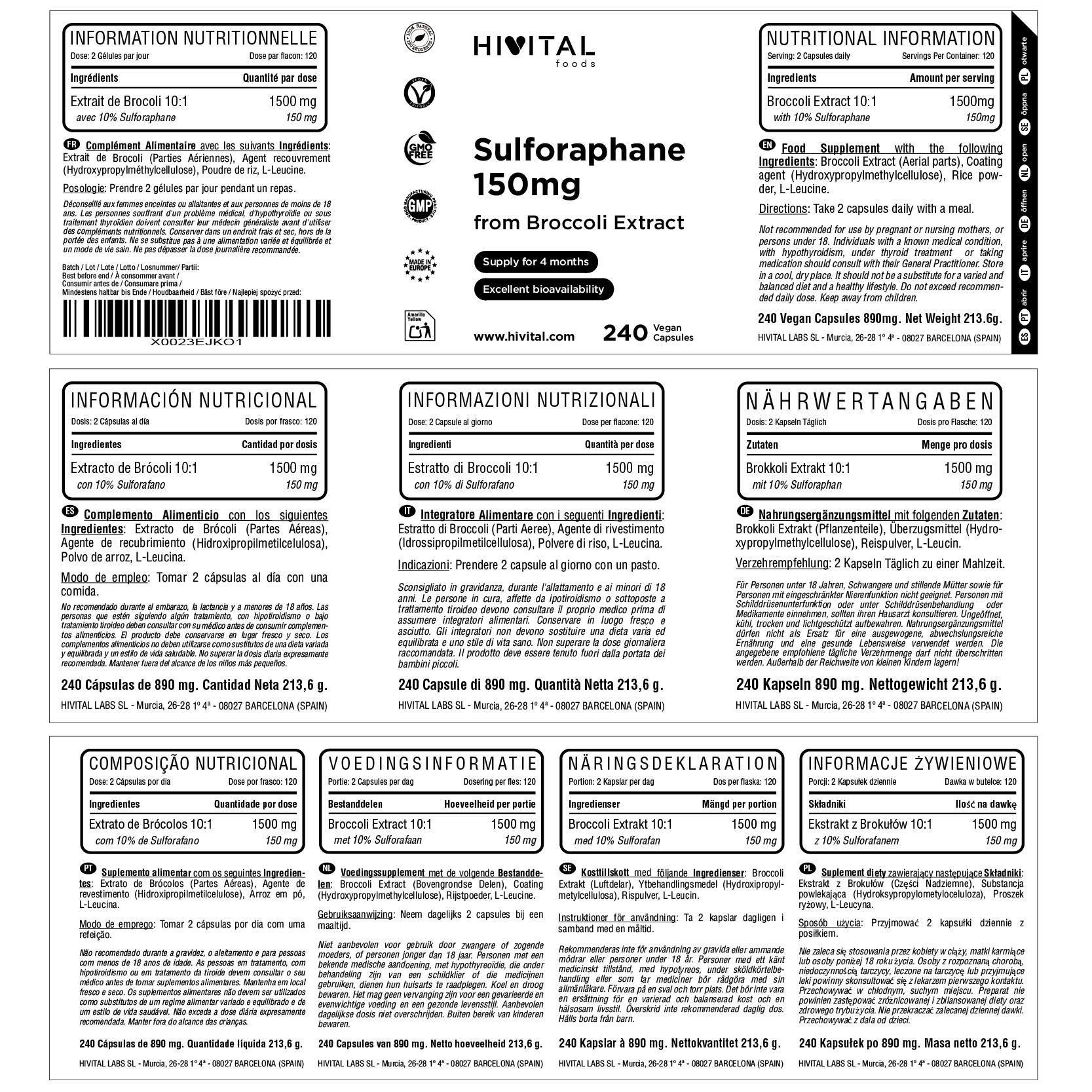 Sulforafano 150 mg | 240 cápsulas veganas 2/2