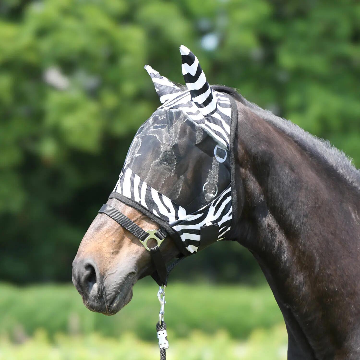 Maschera anti-insetti per cavallo a strisce York 2/3