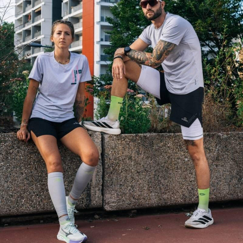 Chaussettes RUN MARATHON High Gris/Lime 5/5