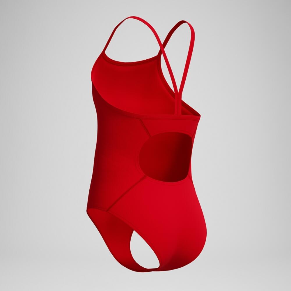 Speedo Meninas Endurance+ Maiô com alças finas e logo - Vermelho 6/6