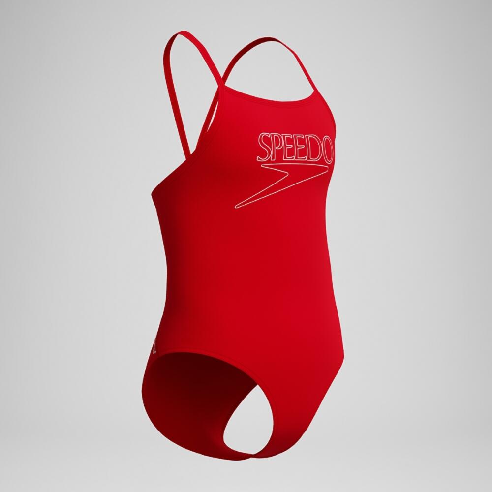 Speedo Meninas Endurance+ Maiô com alças finas e logo - Vermelho 2/6