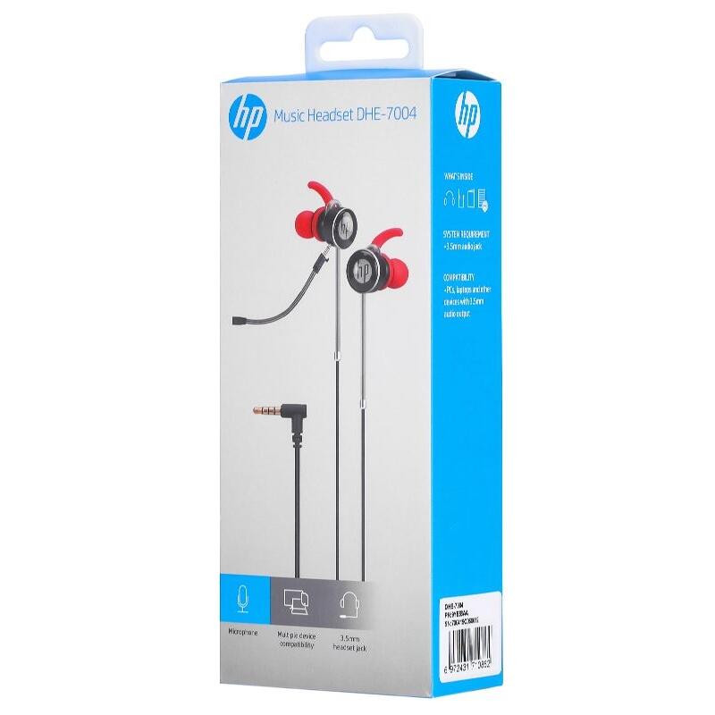 Auriculares HP DHE-7004 com Microfone Preto Vermelho 4/4