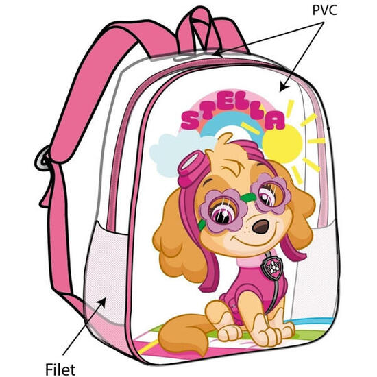 Mochila Guardería PVC Transparente Patrulla Canina Stella Skye 31 CM