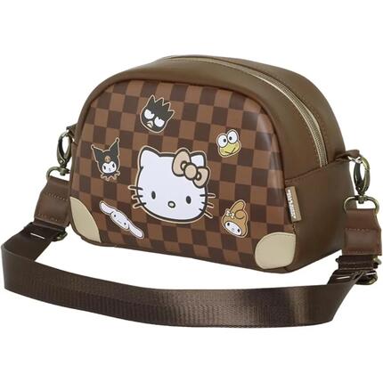 Hello Kitty Squares Sac à Bandoulière Bowling Lite, Brun