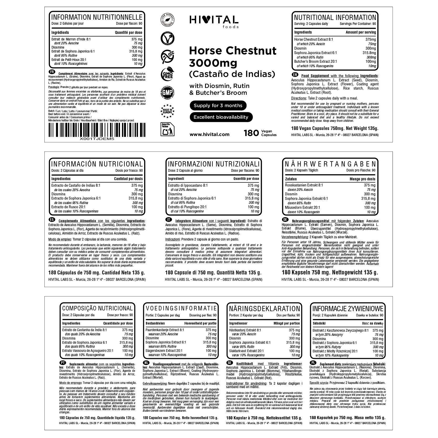 Castaño de Indias 3000 mg | 180 cápsulas veganas 2/2