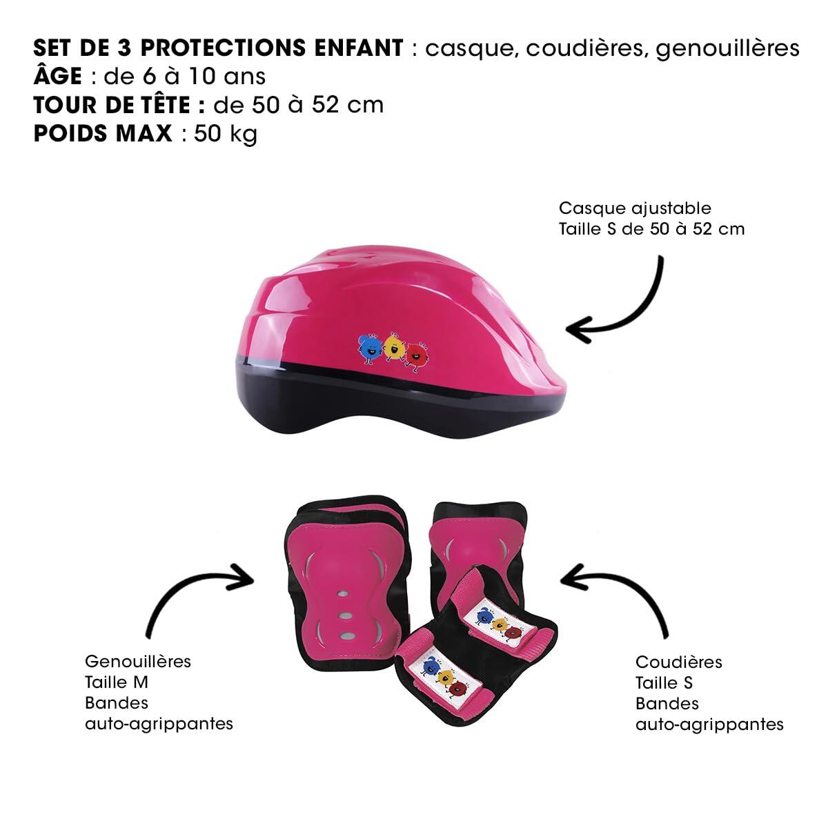 Set DE 3 Protections avec Casque JR Girl Taille S (6/10 Ans) - Gamme B - Poids 2/4