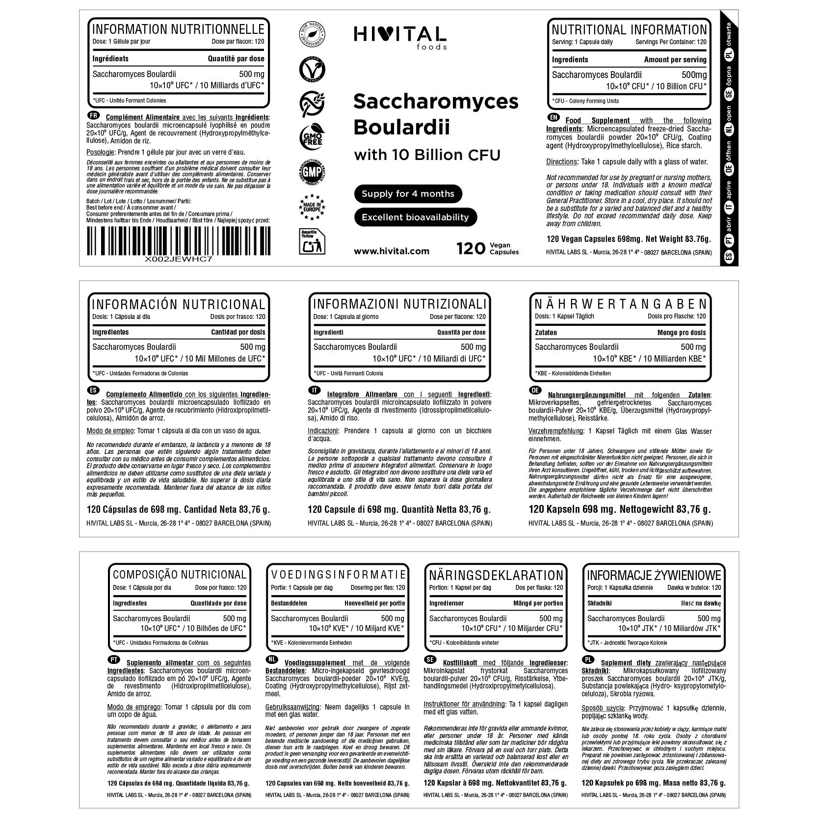 Saccharomyces Boulardii 10 Billion de UFC | 120 cápsulas veganas 2/2