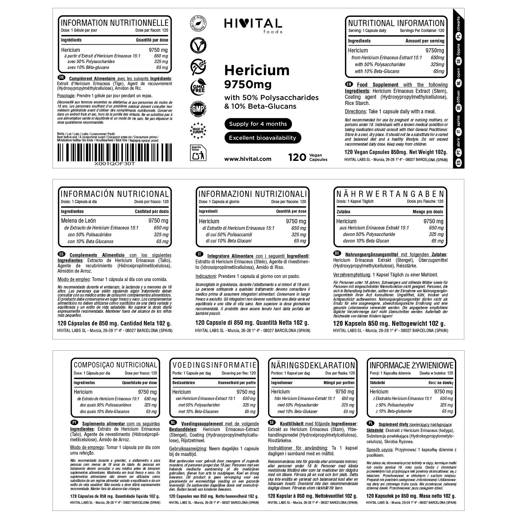 Melena de León 9750 mg | 120 cápsulas veganas 2/2
