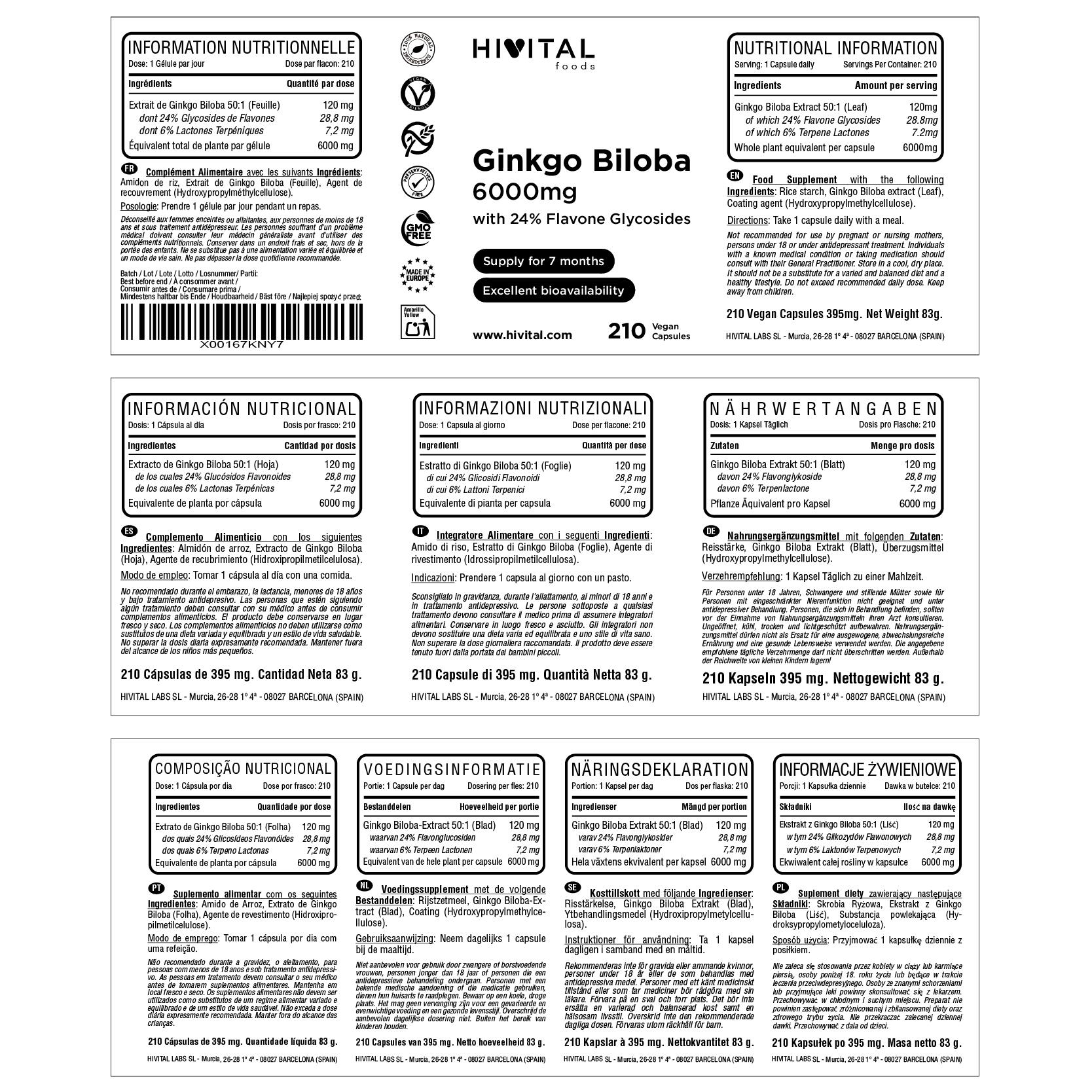 Ginkgo Biloba 6000 mg | 210 cápsulas veganas 2/2