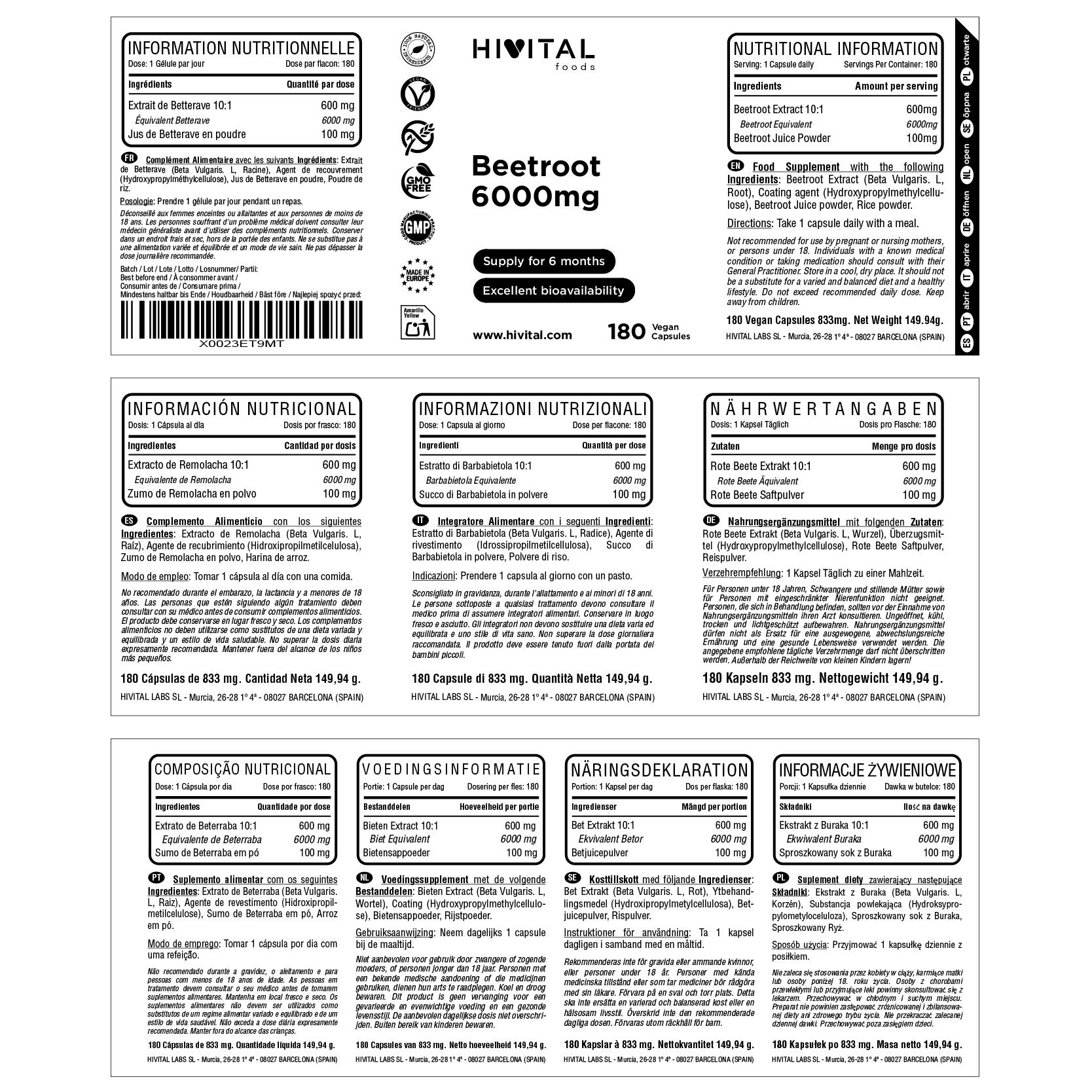 Remolacha 6000 mg | 180 cápsulas veganas 2/2