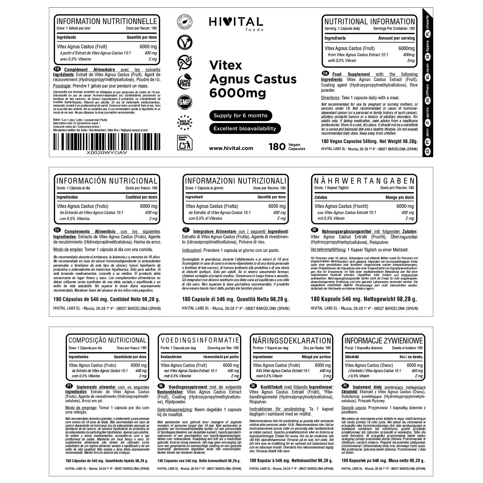 Vitex Agnus Castus 6000 mg | 180 cápsulas veganas 2/2