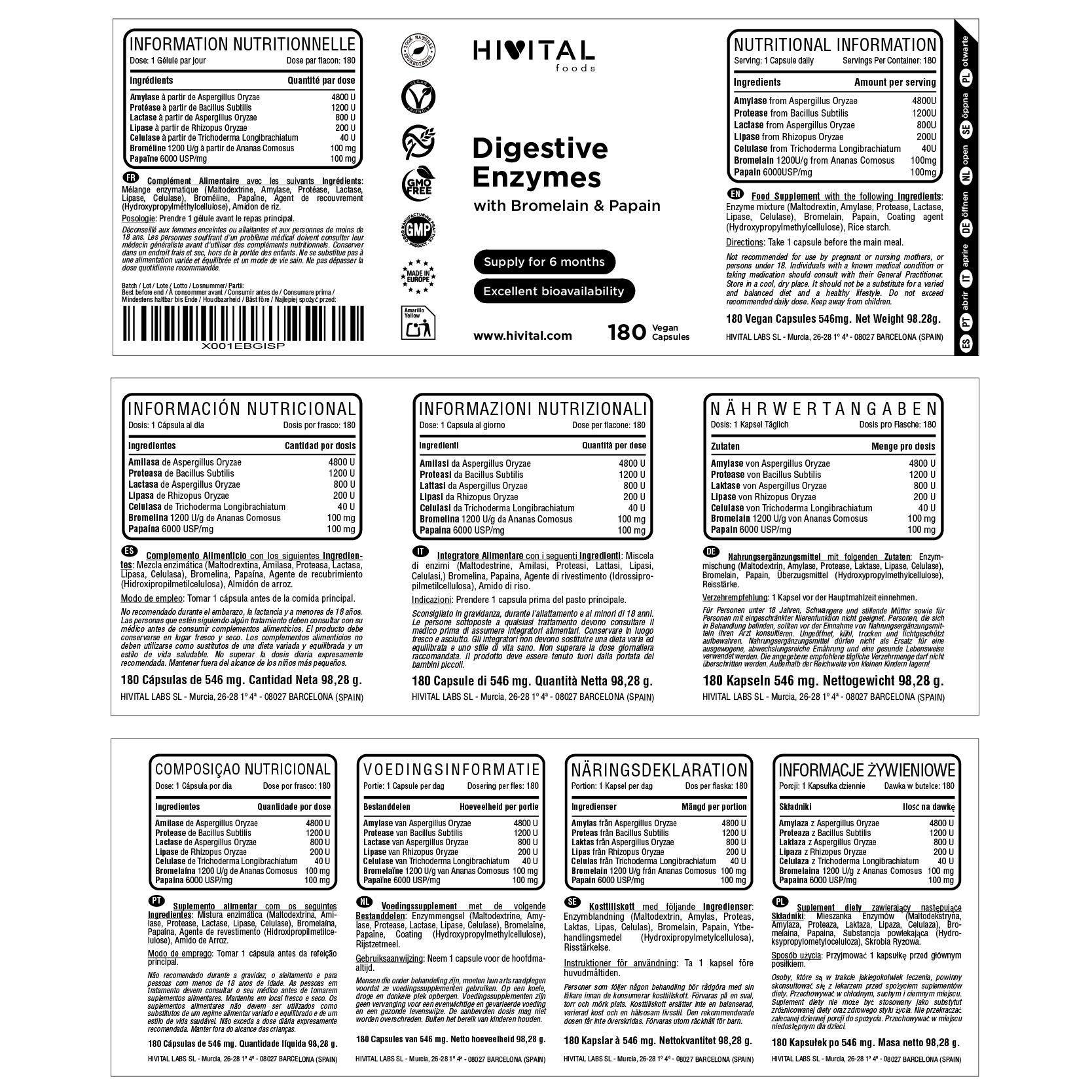 Enzimas Digestivas | 180 cápsulas veganas 2/2