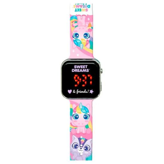 Orologio digitale a LED "Sweet Dreams Unicorn" per bambini con cinturino in