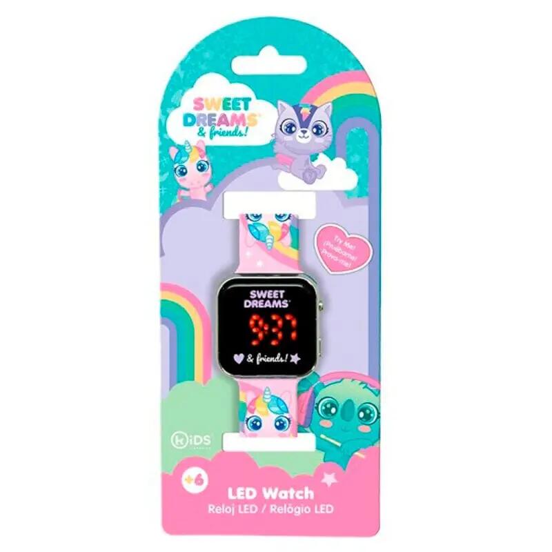 Relógio digital LED infantil Sweet Dreams Unicorn com pulseira de silicone rosa 2/2