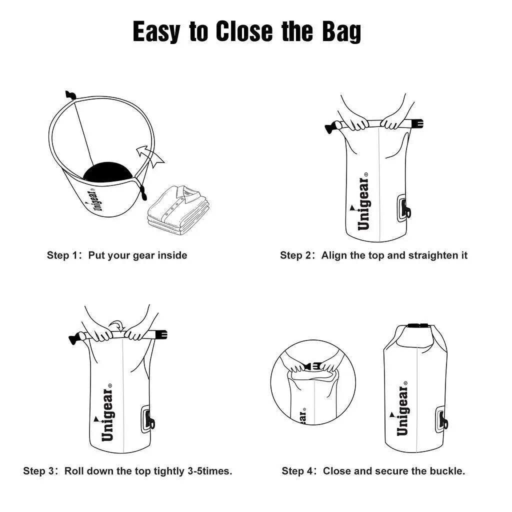 Sac Imperméable, Sacs Imperméable à l'eau Sec Sac pour Randonnée, Kayak, Pêche 6/7