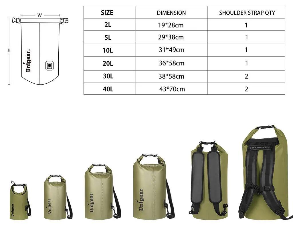 Sac Imperméable, Sacs Imperméable à l'eau Sec Sac pour Randonnée, Kayak, Pêche 5/7