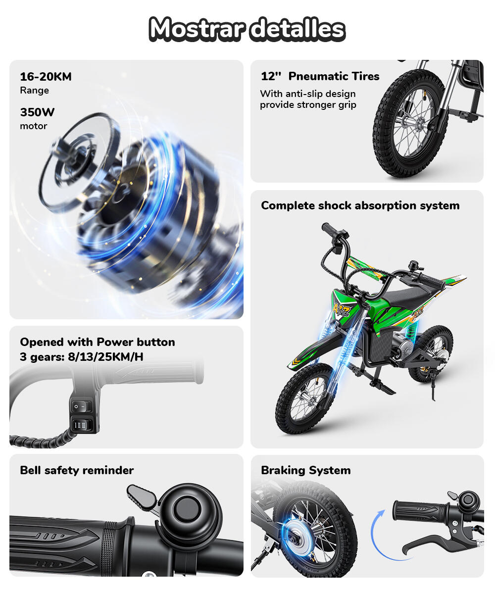 iScooter A12 elektrische crossmotor voor kinderen, 12 inch luchtbanden 5/7