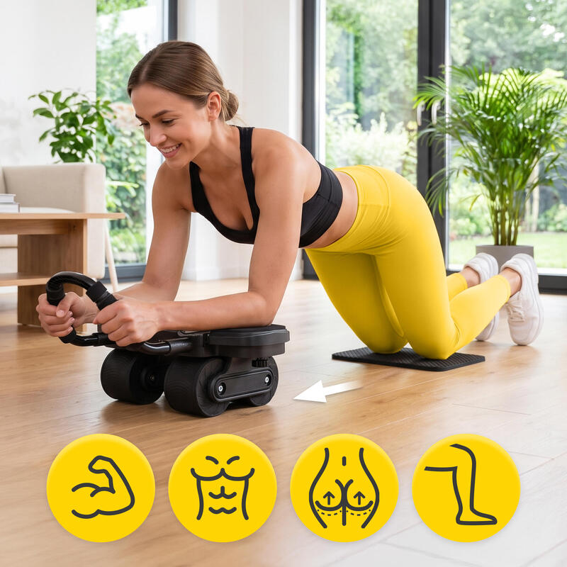 Roată pentru exerciții abdominale Ab Wheel 4FIZJO ELITE+, model dublu