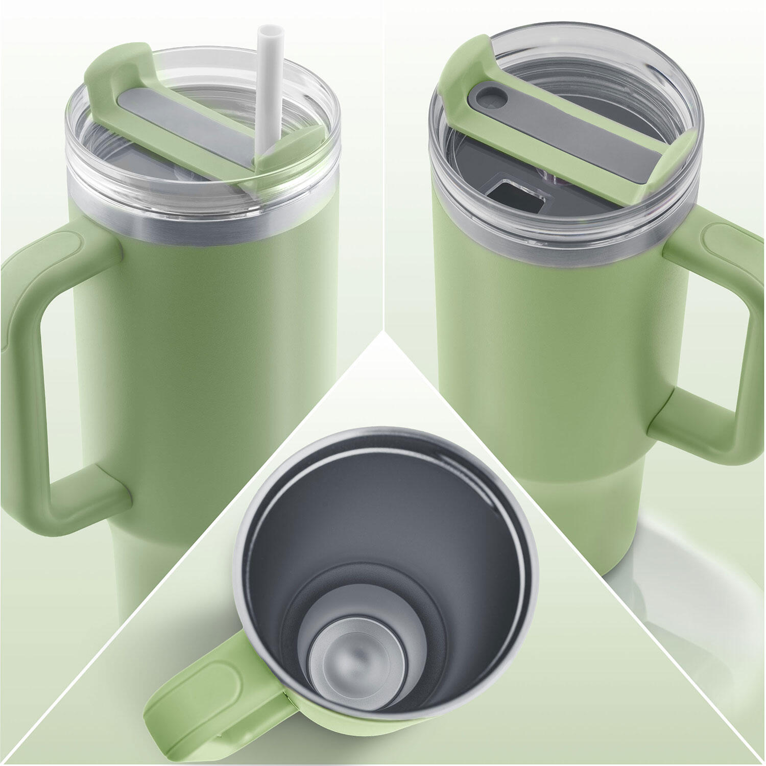 Kubek termiczny Berdsen zielony 1180ml stal nierdzewna + zestaw słomek 4/12