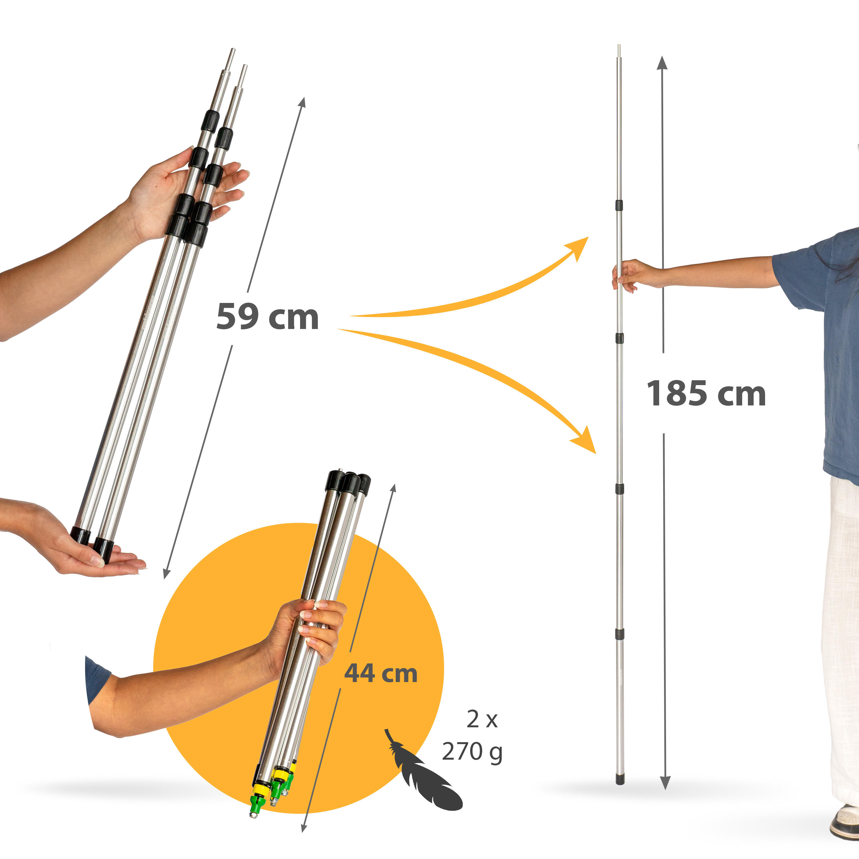 Teleskopstangen PocketPoles UL 5-teilig - Fünfteilige Tarpstangen 2/7