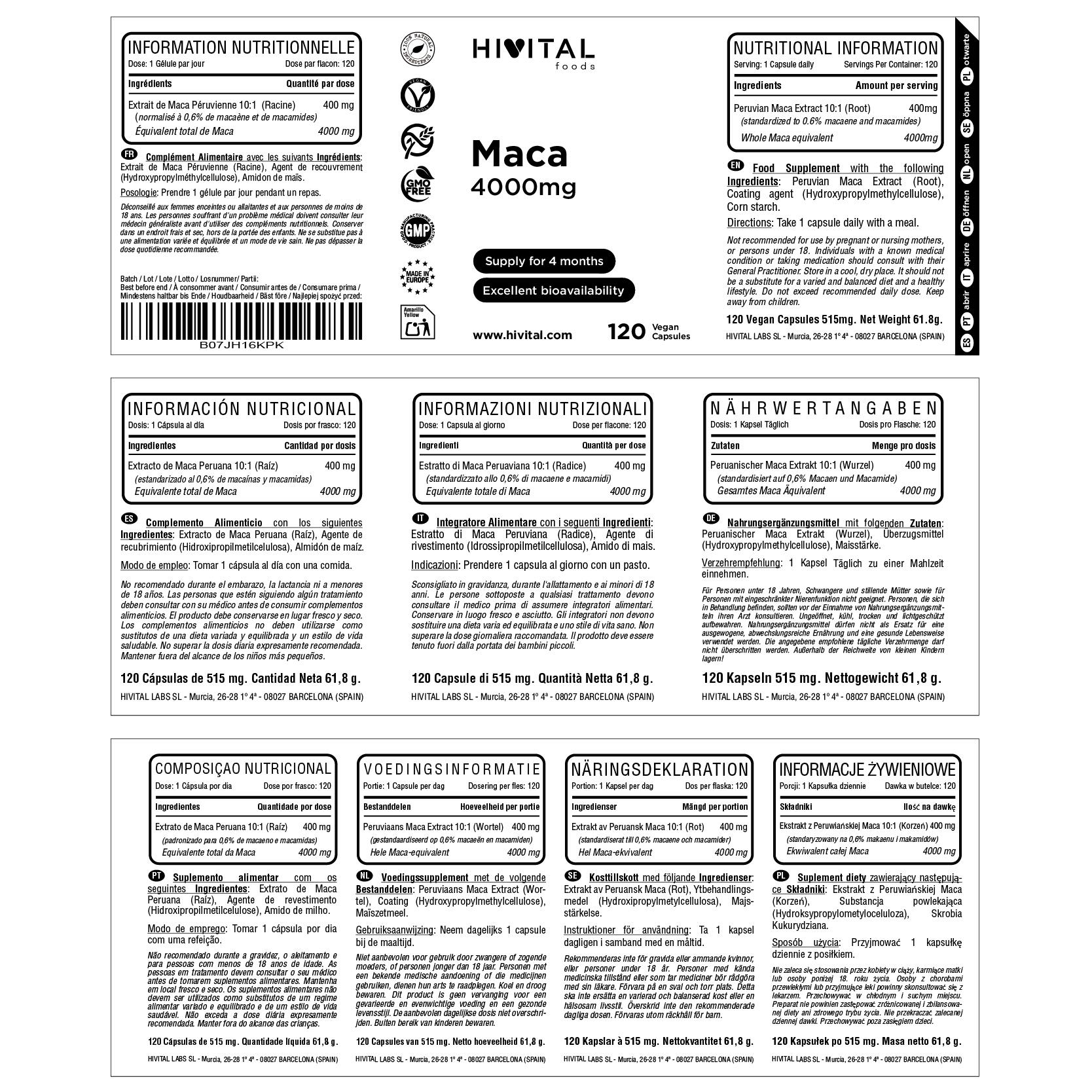 Maca Peruana 4000 mg | 120 cápsulas veganas 2/2
