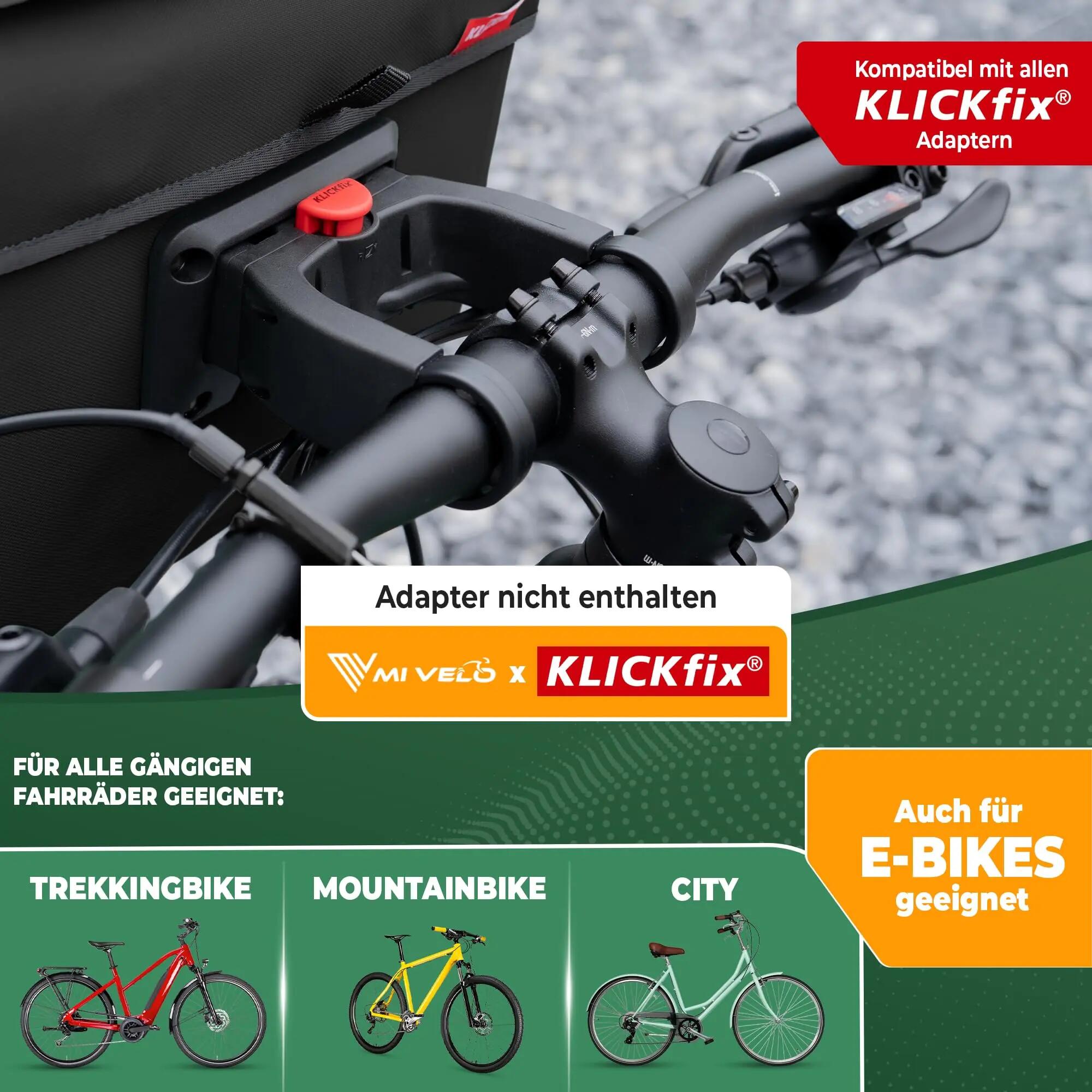 Sacoche de Guidon KLICKfix 100% Étanche - Compartiment Amovible pour Téléphone 4/6
