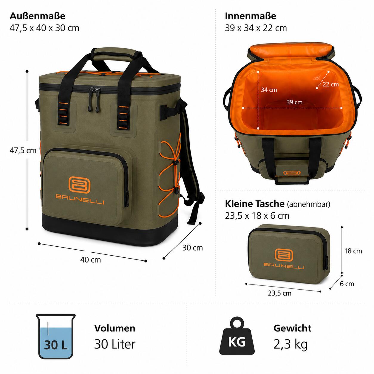 Zaino termico 30L impermeabile per campeggio, SUP e barca 5/8