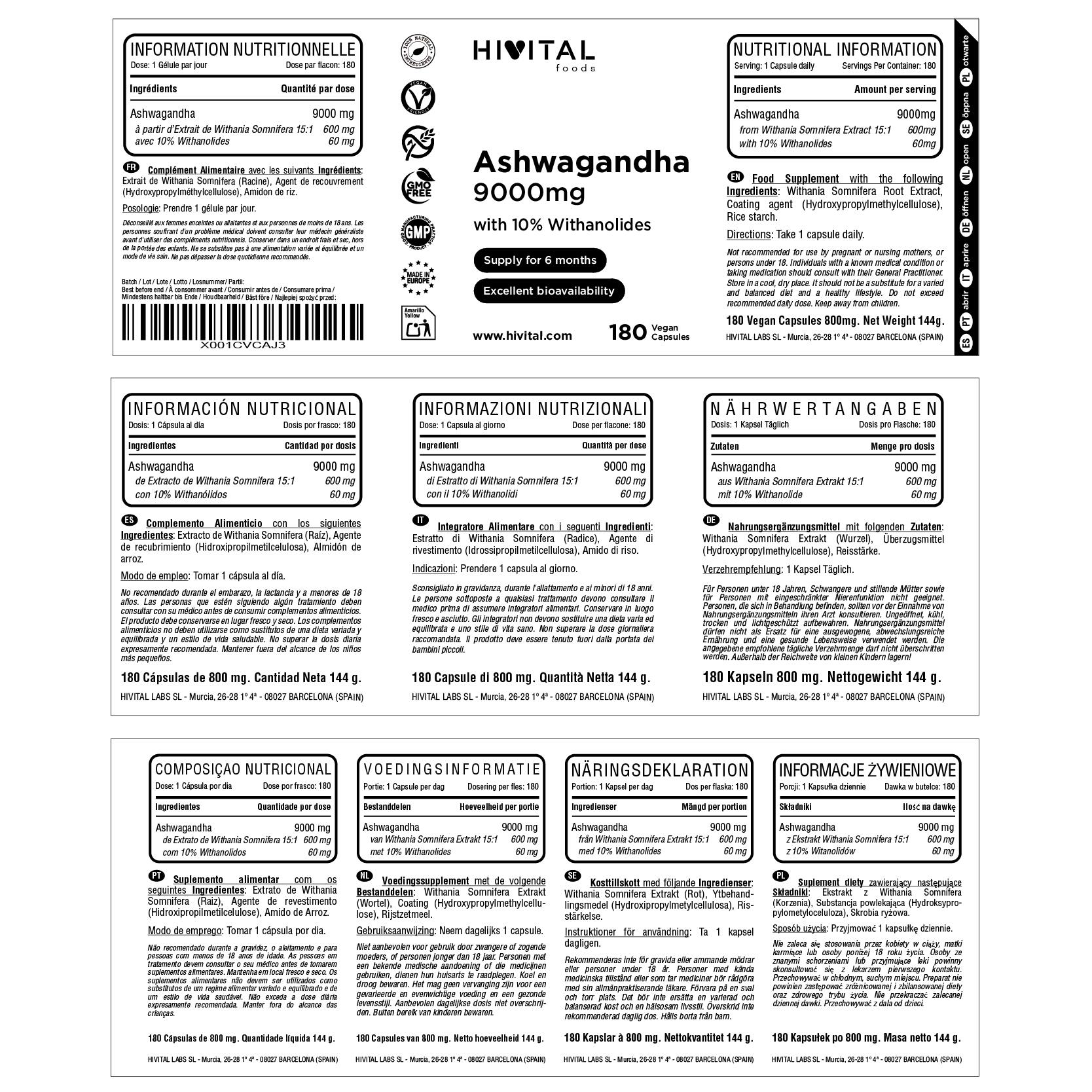 Ashwagandha 9000 mg | 180 cápsulas veganas 2/2