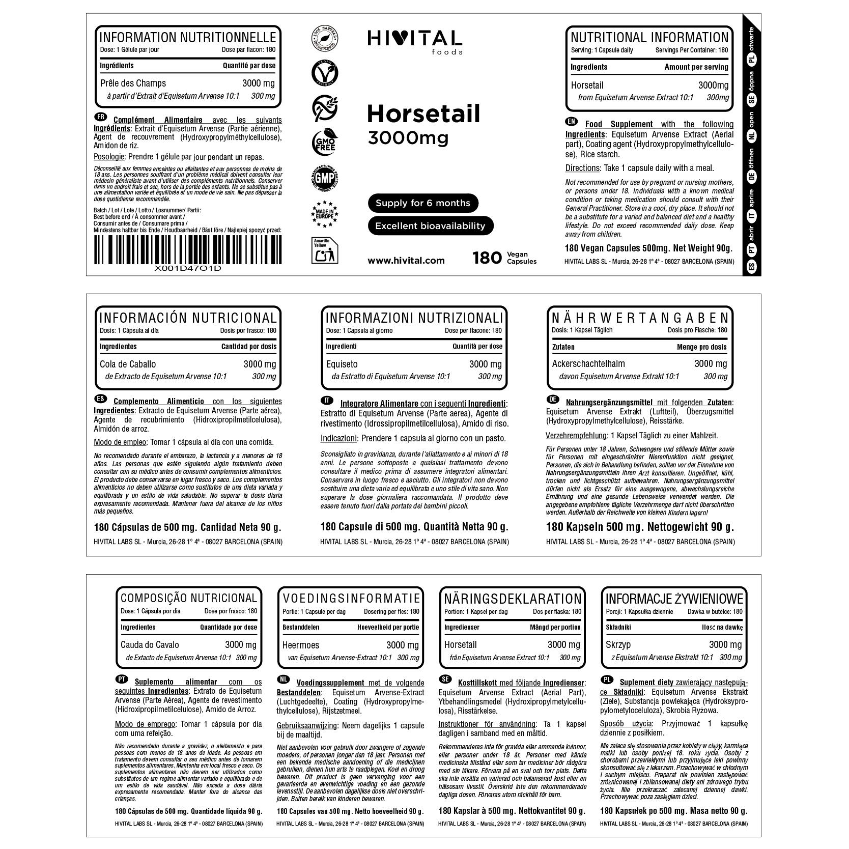 Cola de Caballo 3000 mg | 180 cápsulas veganas 2/2