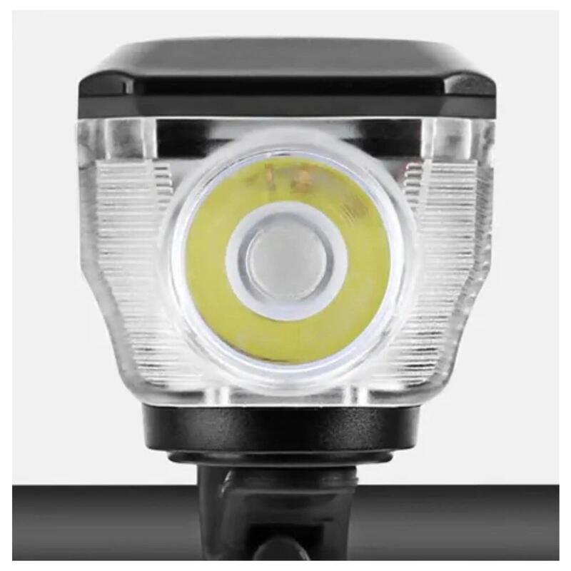 Far față bicicletă solar și USB reîncărcabil – 350 lumeni cu claxon