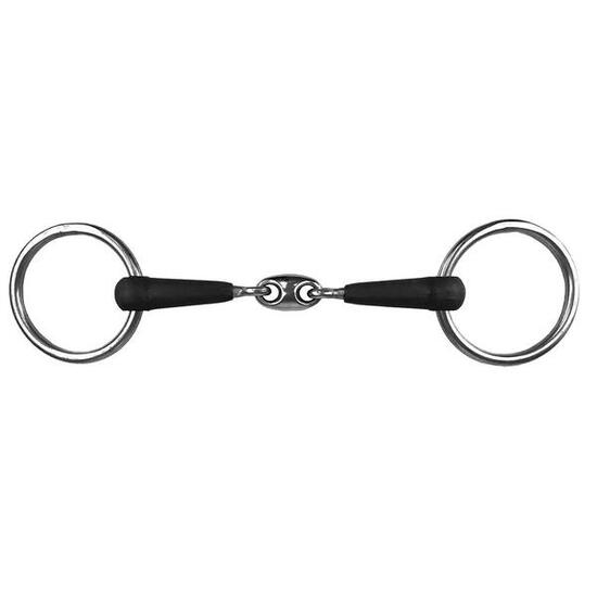Mors 2 anneaux pour cheval en caoutchouc à double brisure York