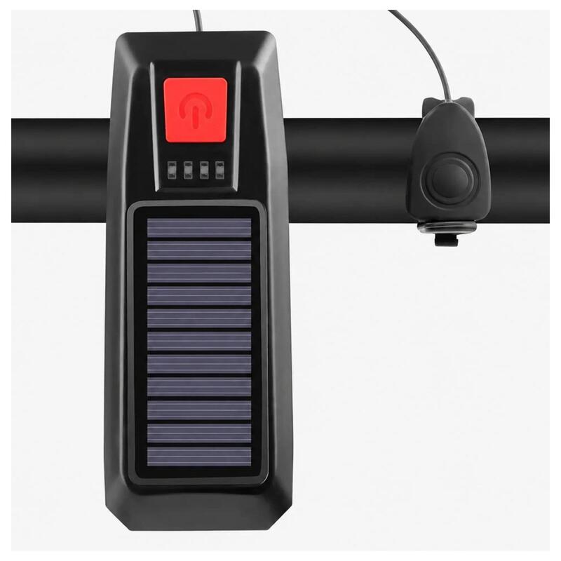 Far față bicicletă solar și reîncărcabil USB – 350 lumeni cu claxon 120 dB
