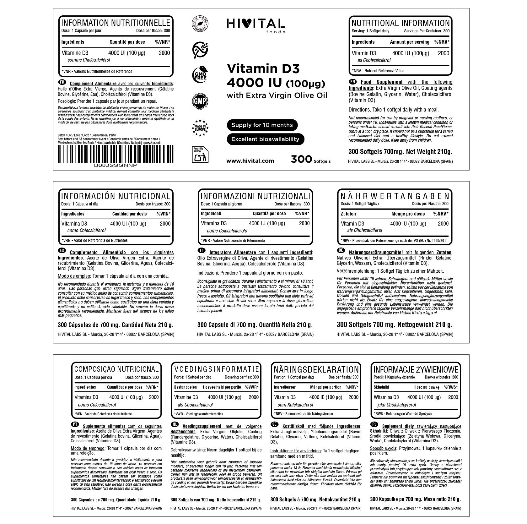 Vitamina D3 4000 UI | 300 perlas 2/2