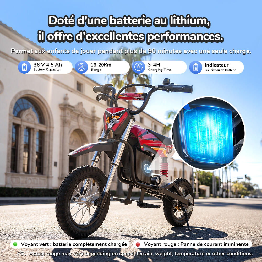 iScooter A12 elektrische crossmotor voor kinderen, 12 inch luchtbanden 2/7