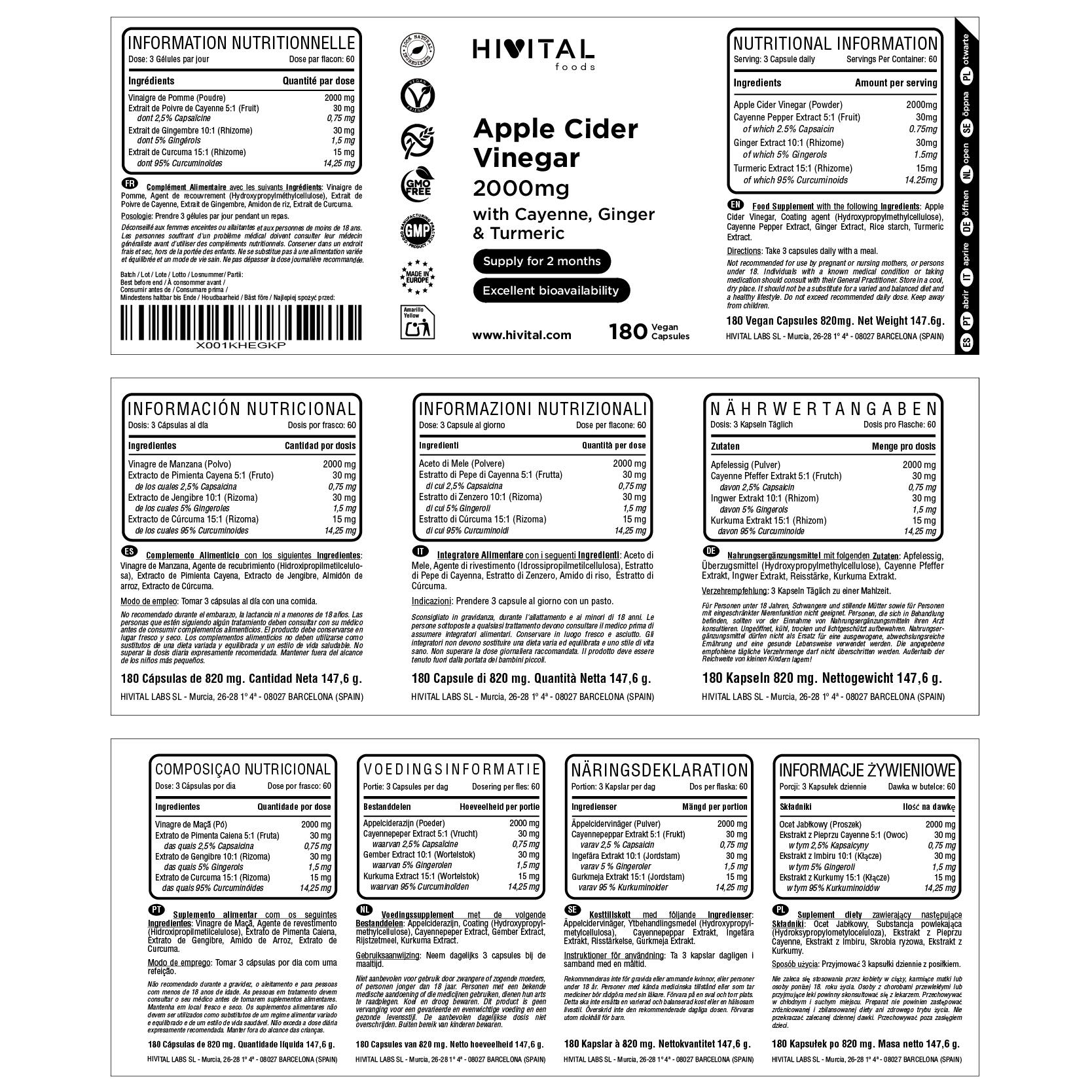 Vinagre de Manzana 2000 mg | 180 cápsulas veganas 2/2