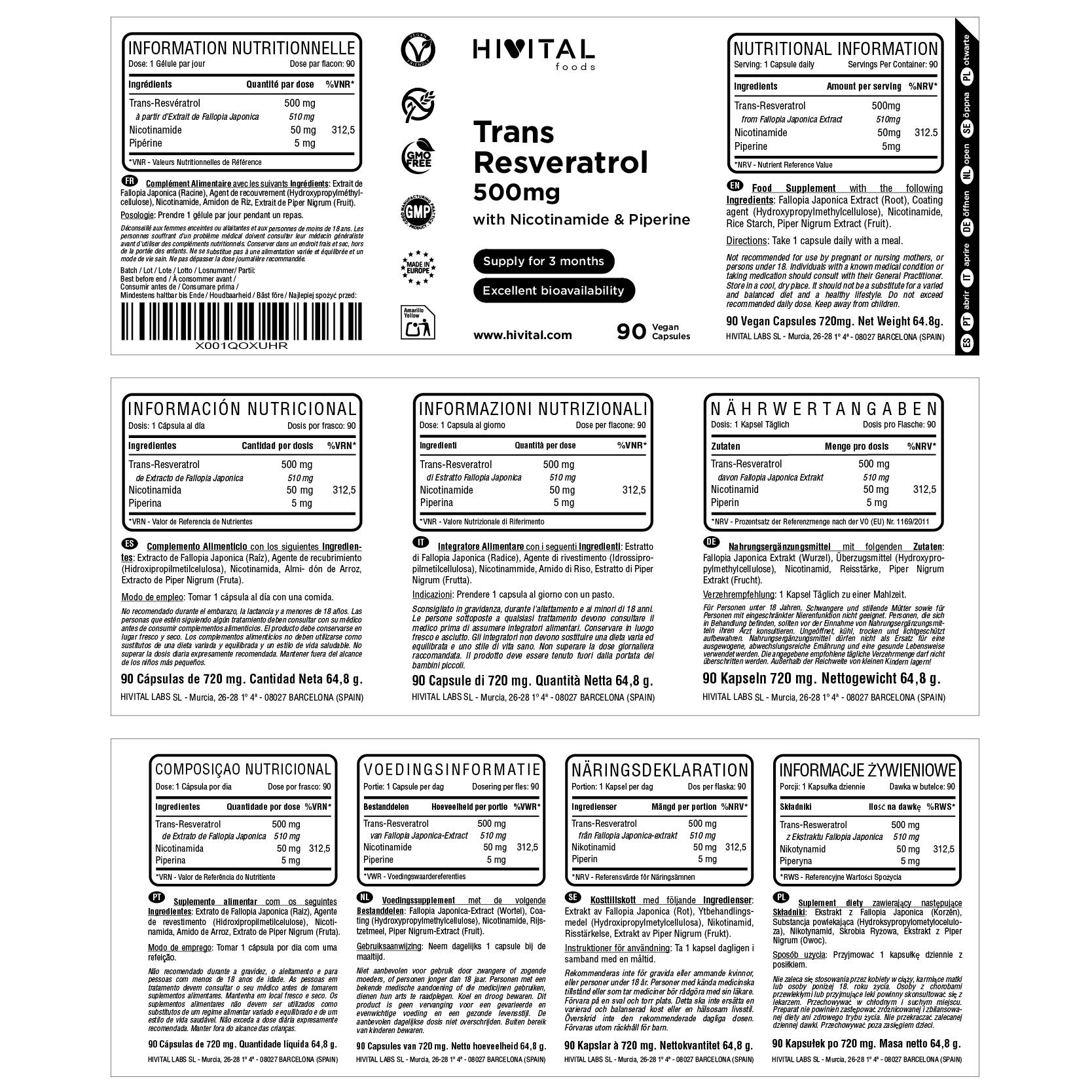 Resveratrol 500 mg | 90 cápsulas veganas 2/2