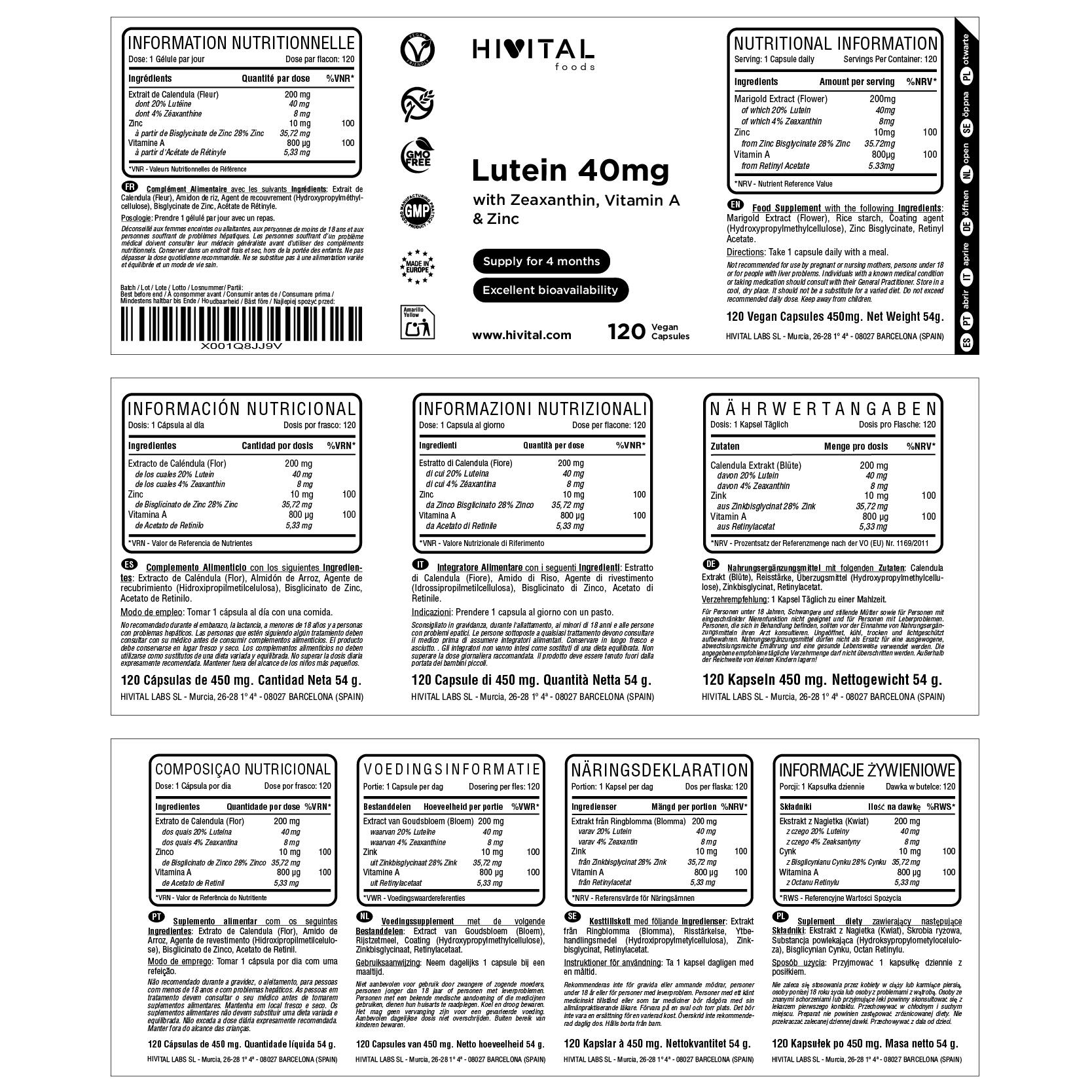 Luteína 40 mg | 120 cápsulas veganas 2/2