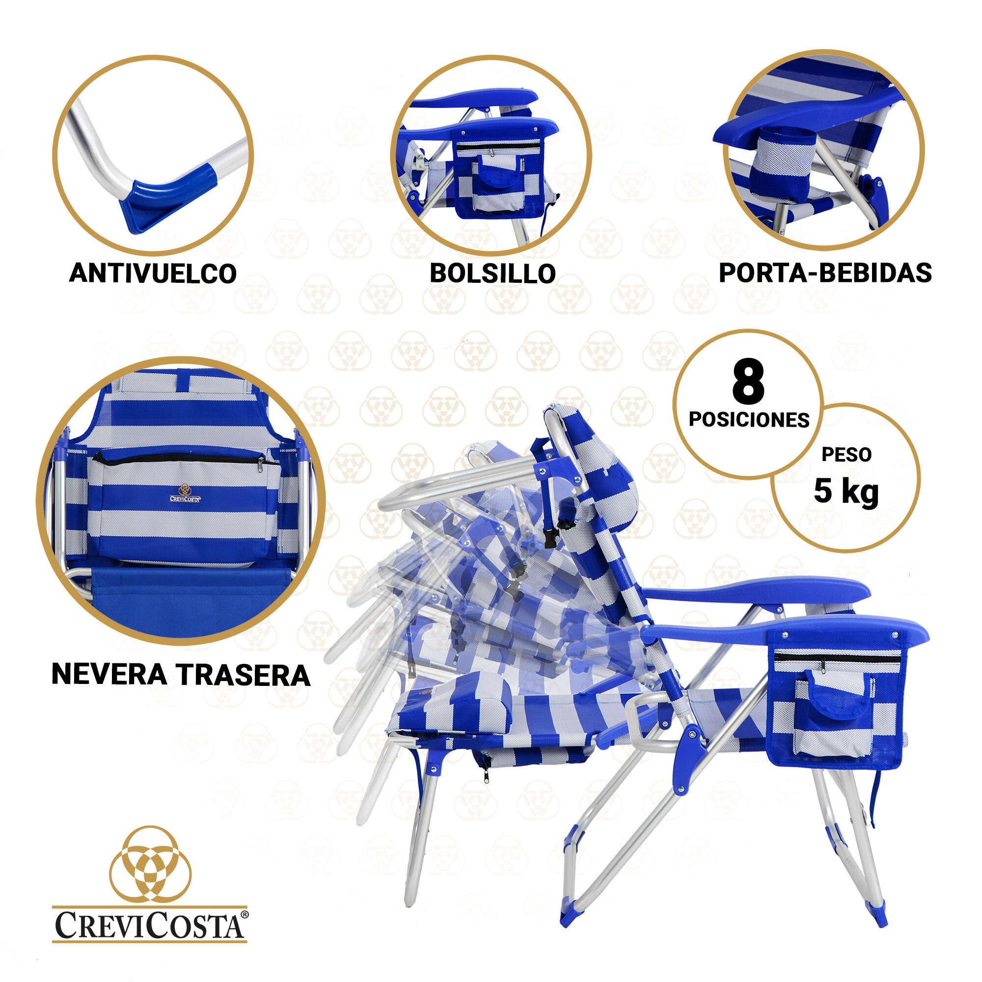 PACK Silla de Playa Nautilus 2108 Marinera + Sombrilla de Nylon 3/6