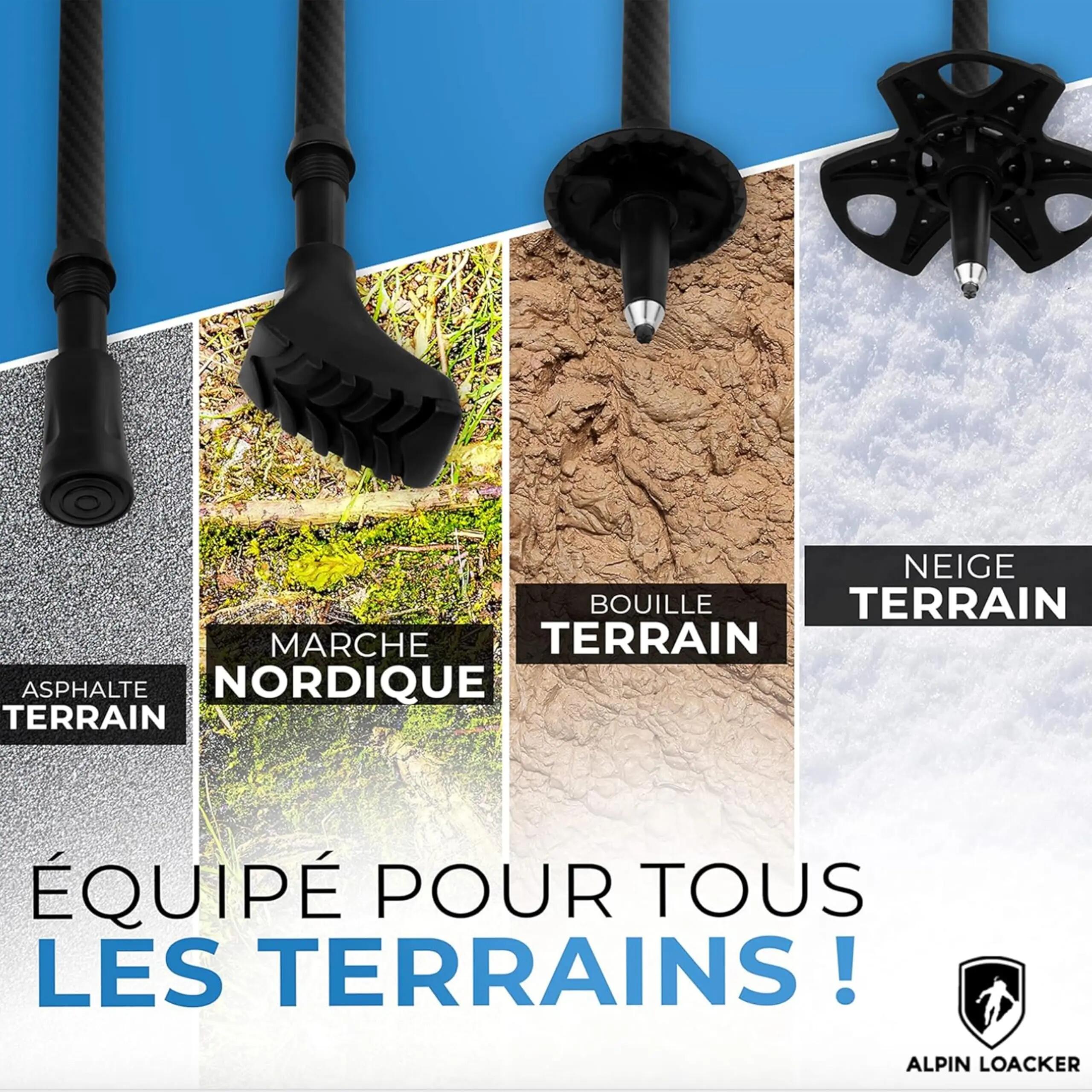 Bâtons de randonnée Pliables Carbone ou Aluminium avec poignée liège I Bâtons 5/5
