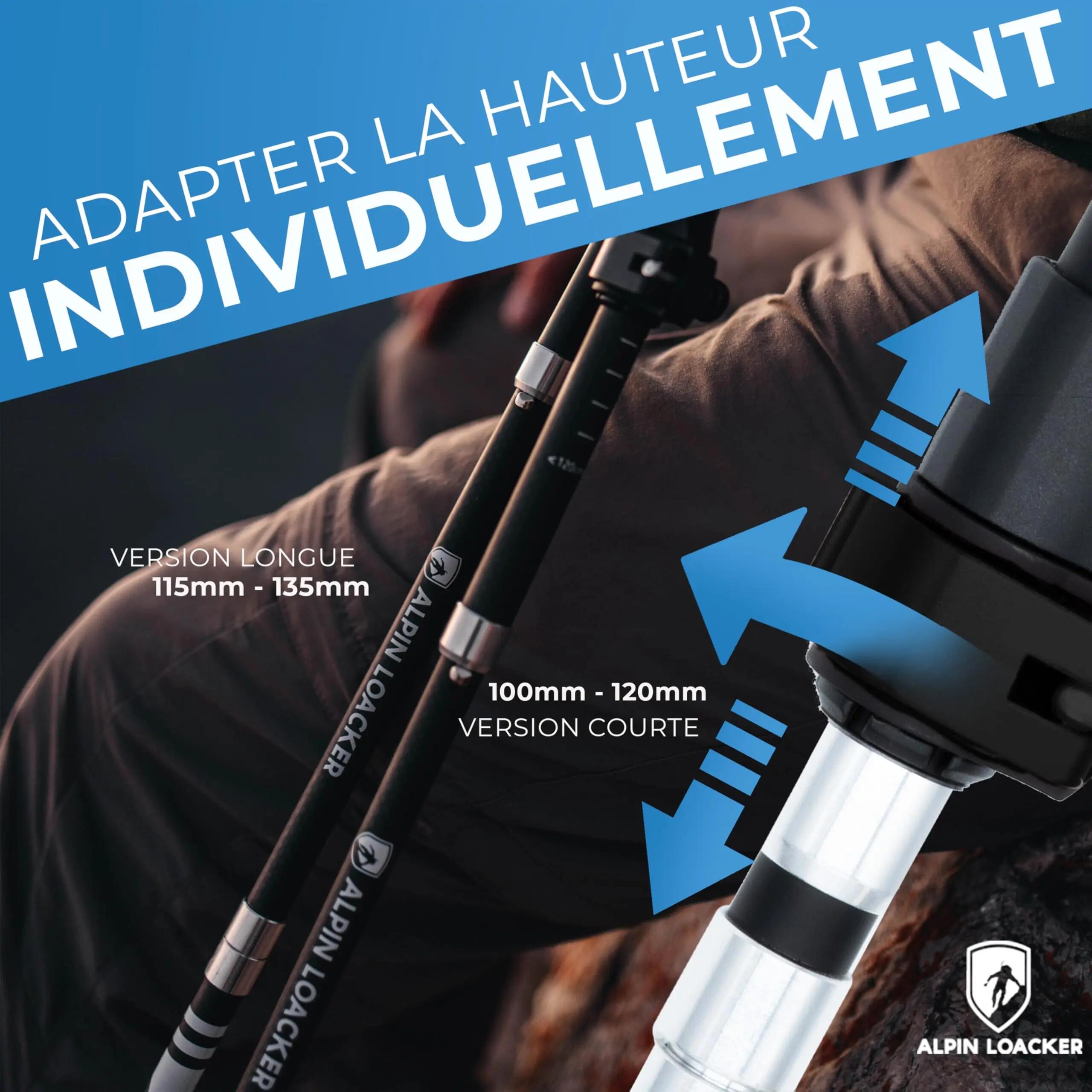 Bâtons de randonnée Pliables Carbone ou Aluminium avec poignée liège I Bâtons 4/5