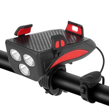 Fietslamp 4-in-1 fiets 400 lumen met smartphonehouder en claxon