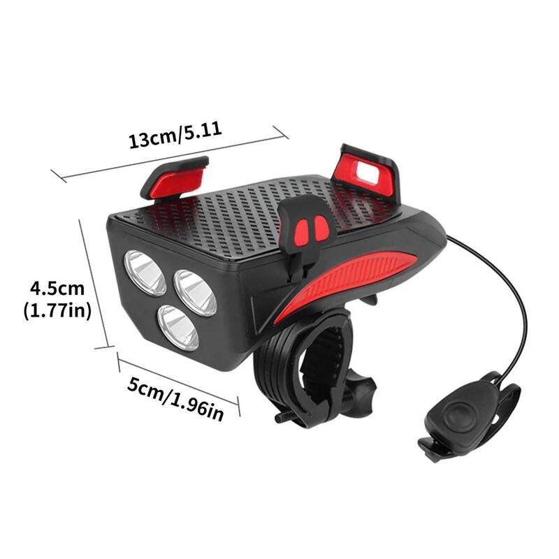 Far bicicletă 4 în 1 – 400 lumeni, suport smartphone, claxon 130 dB