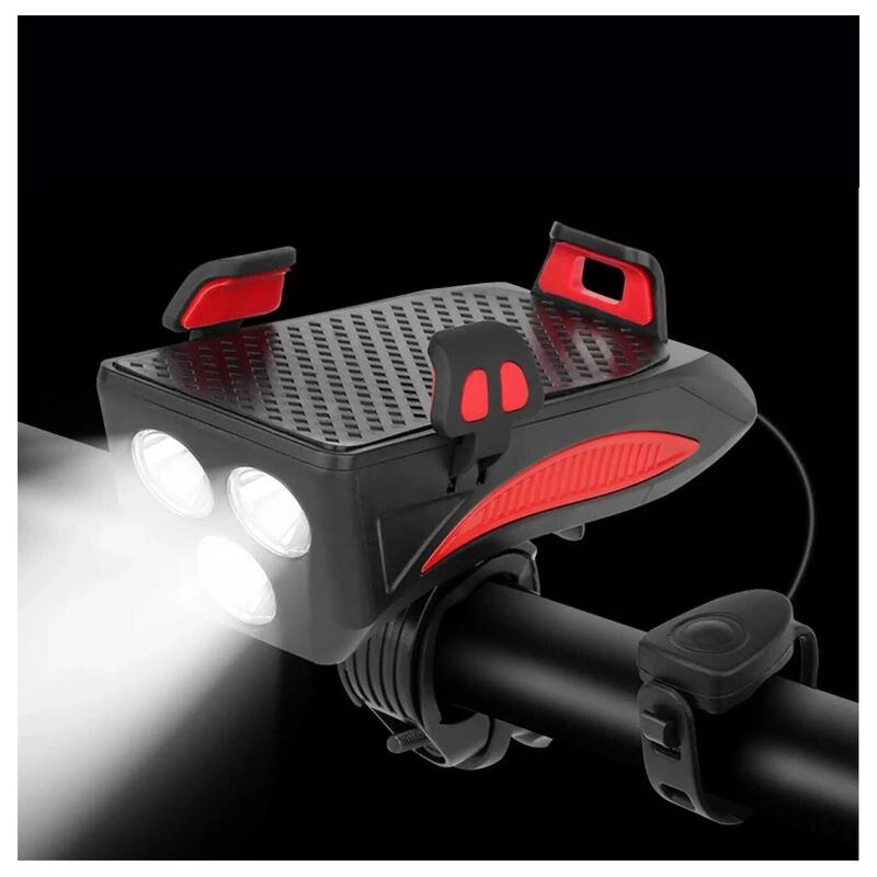 Far bicicletă 4 în 1 – 400 lumeni, suport smartphone, claxon 130 dB