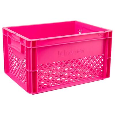 Fietskrat 22 liter met handvatten roze