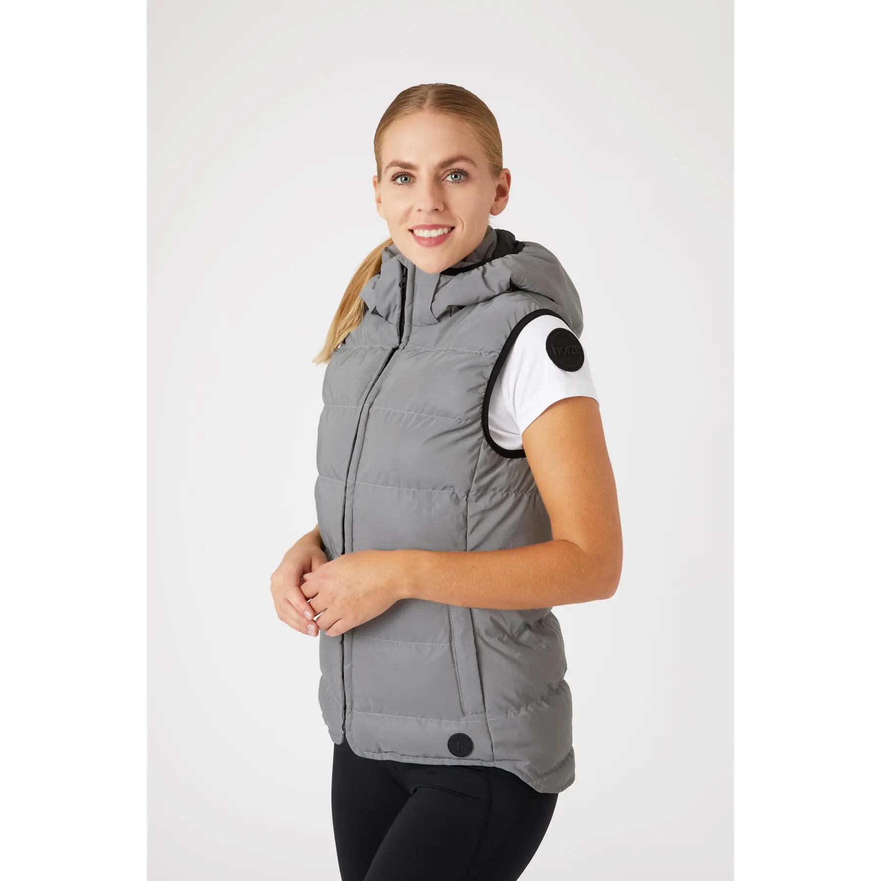 Chaleco de equitación sin mangas acolchado reflectante para mujer Horze 2/4