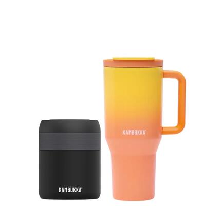 Kubek termiczny ze słomką Rio + termos obiadowy Zestaw Kambukka Tangerine Splash