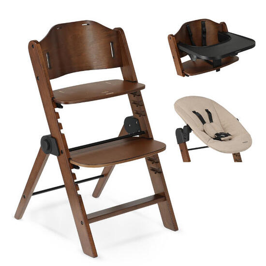 Chaise Haute Luxe Odin avec Transat - Marron Foncé/Gris Clair