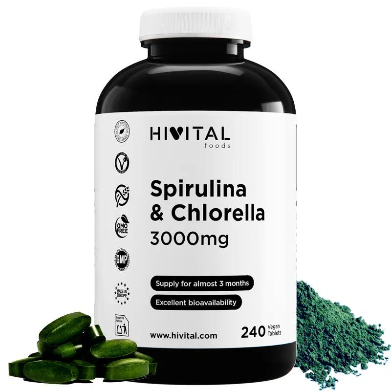 Spirulina and Chlorella 3000 mg | 240 vegan tablets