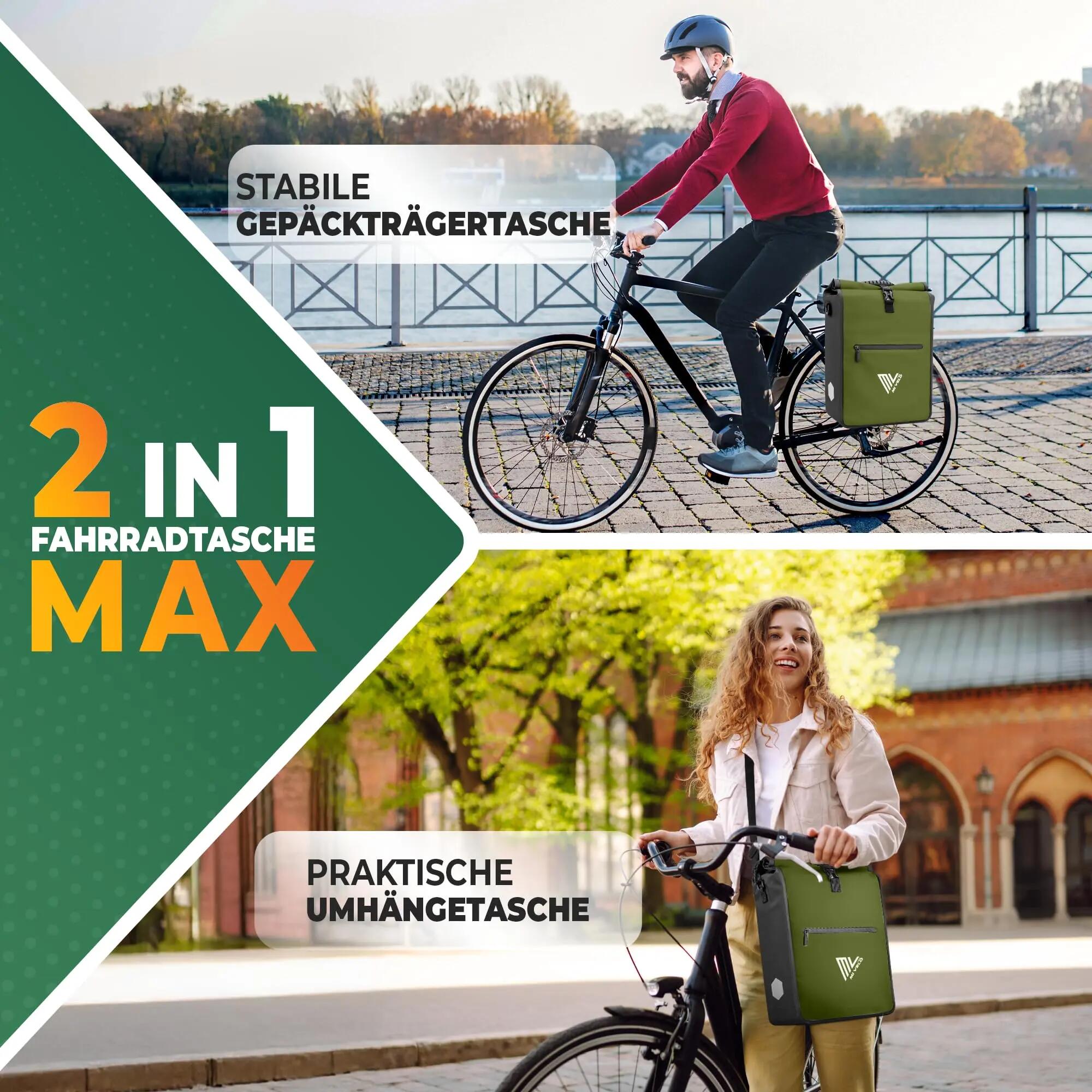 Sacoche de vélo 2 en 1 pour porte-bagages, 100 % étanche, pour porte-bagages 2/6